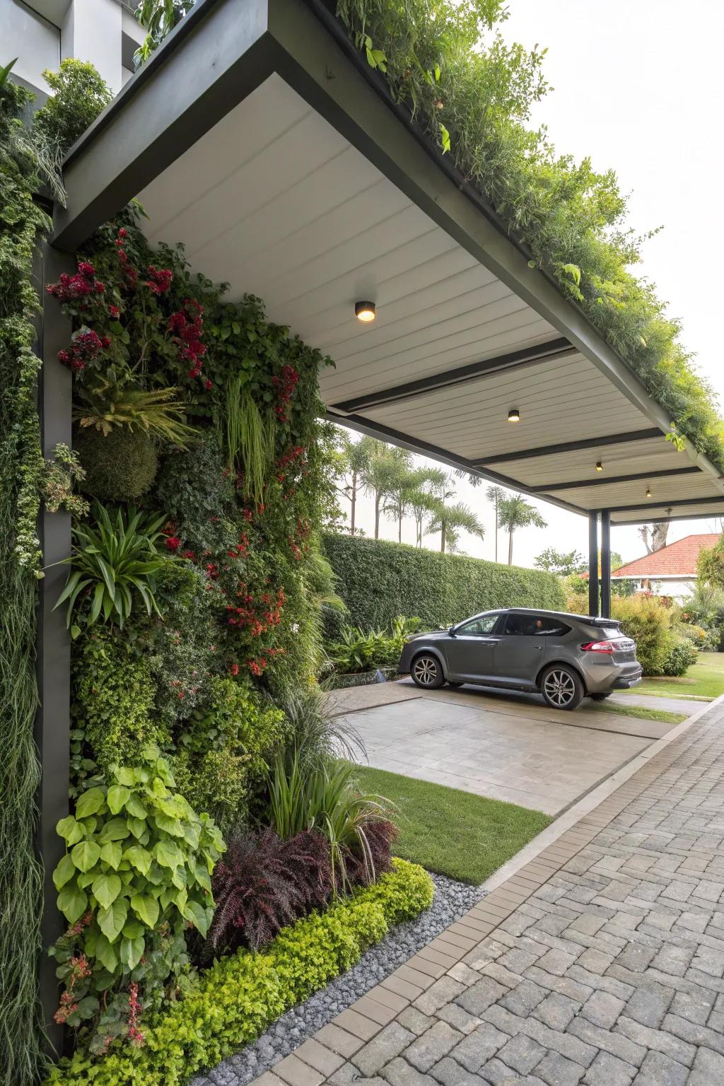 Incorporate nature into your carport with beautiful living walls.