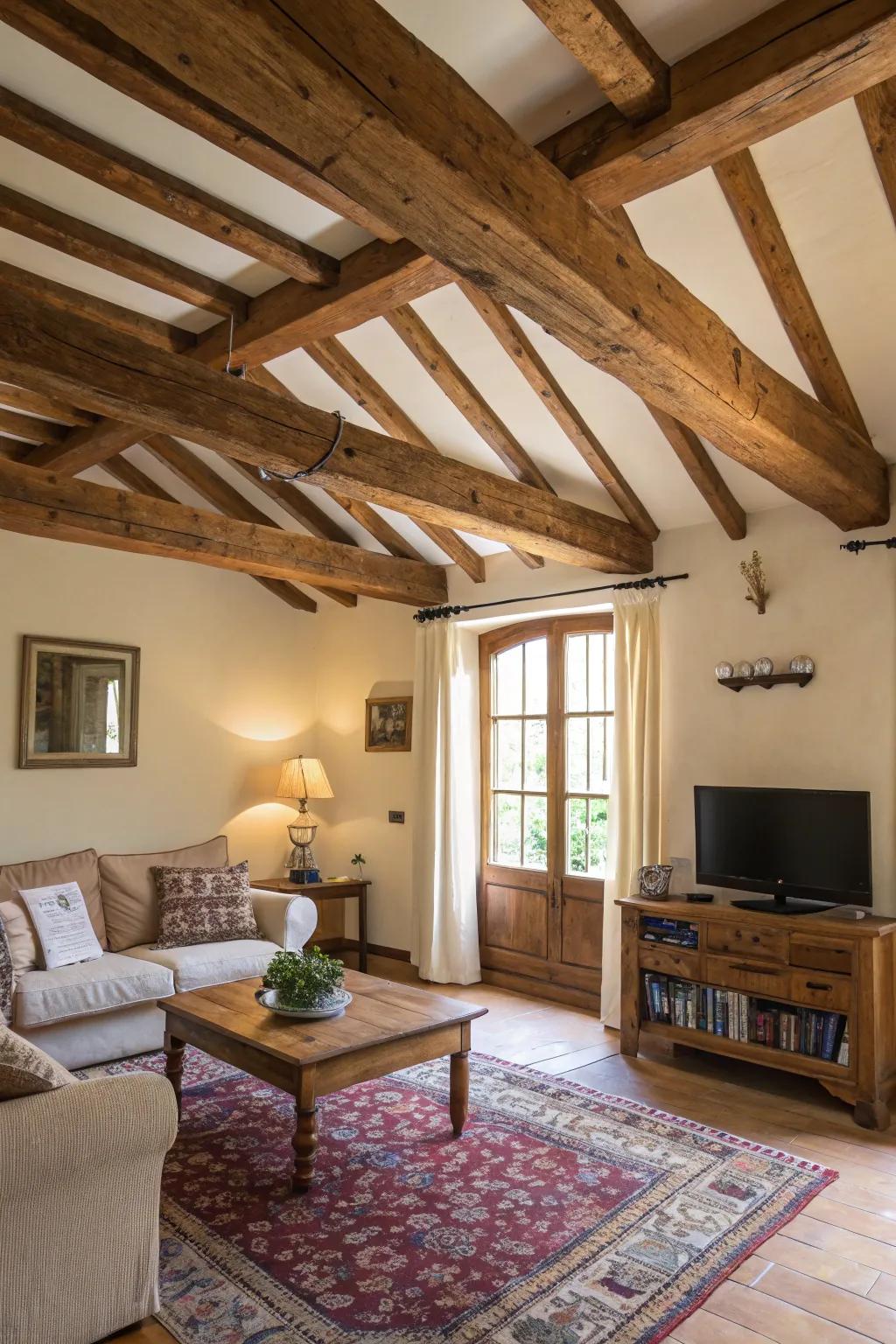 Exposed timber supports impart countryside charm.