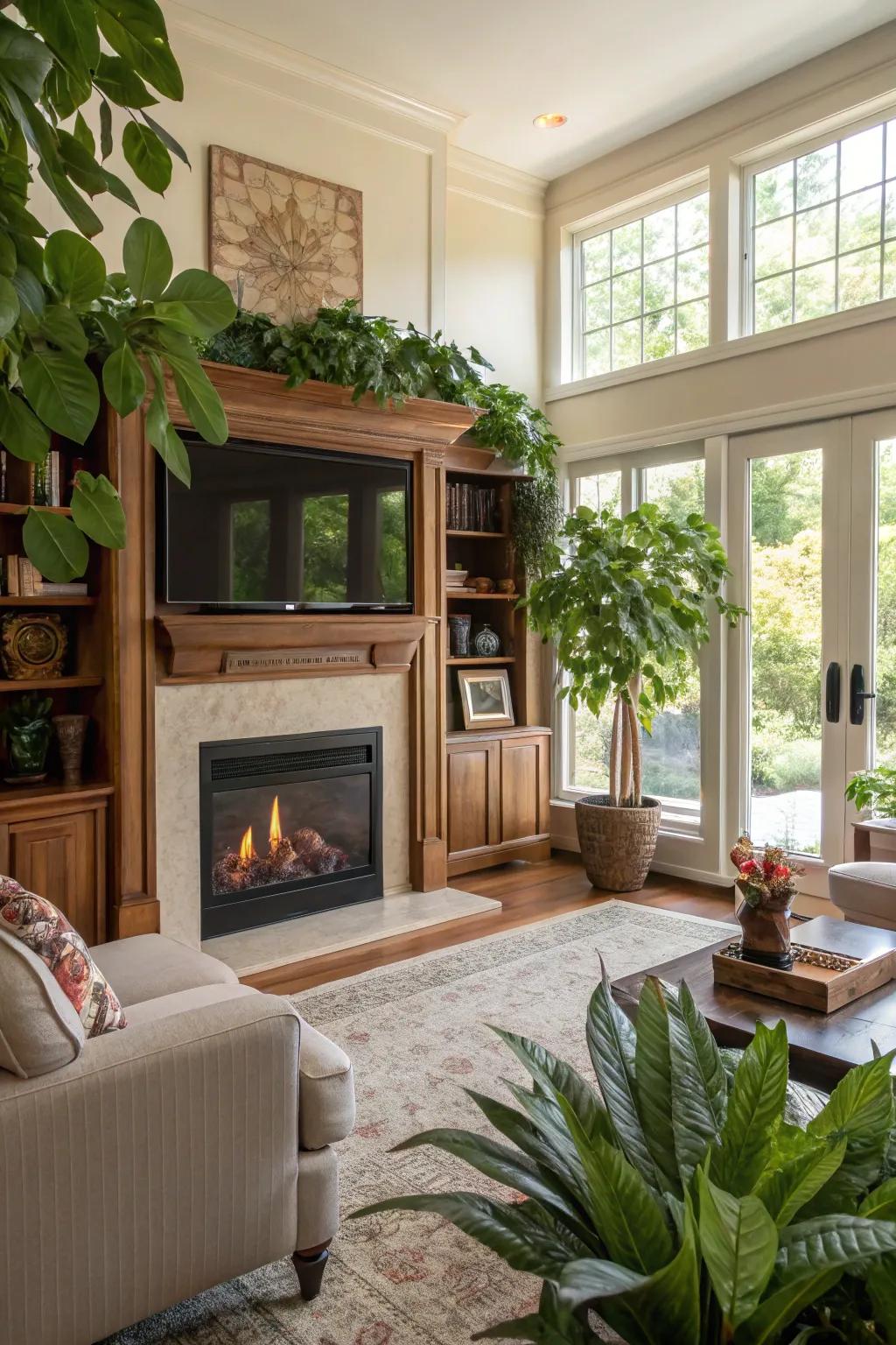 Nature’s touch: A blend of light and greenery.