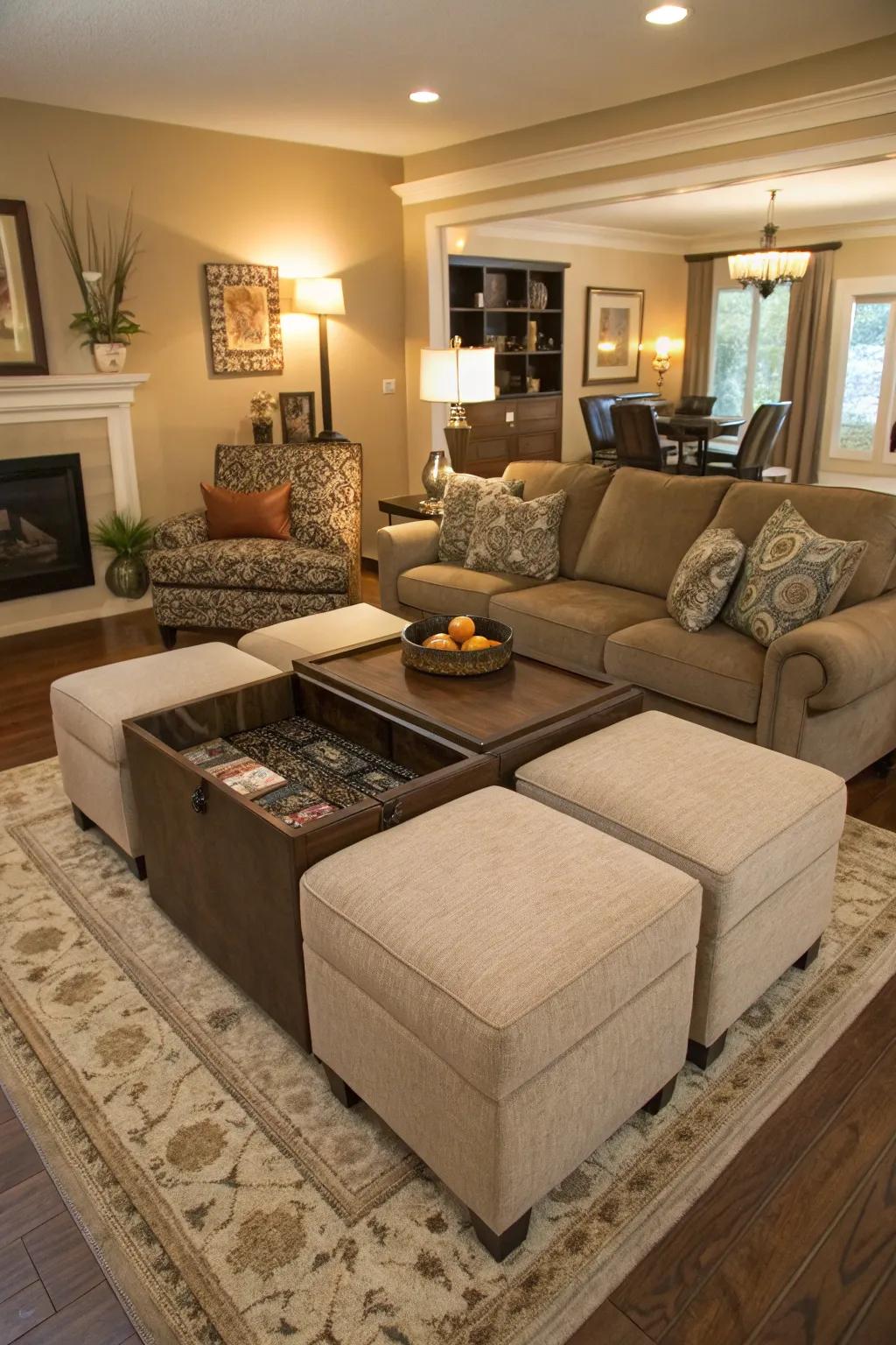 Furniture serving multiple functions.