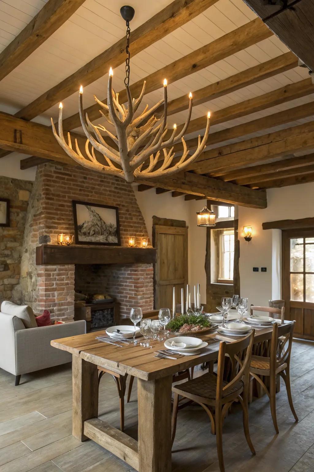 An antler beam generates a bold statement.