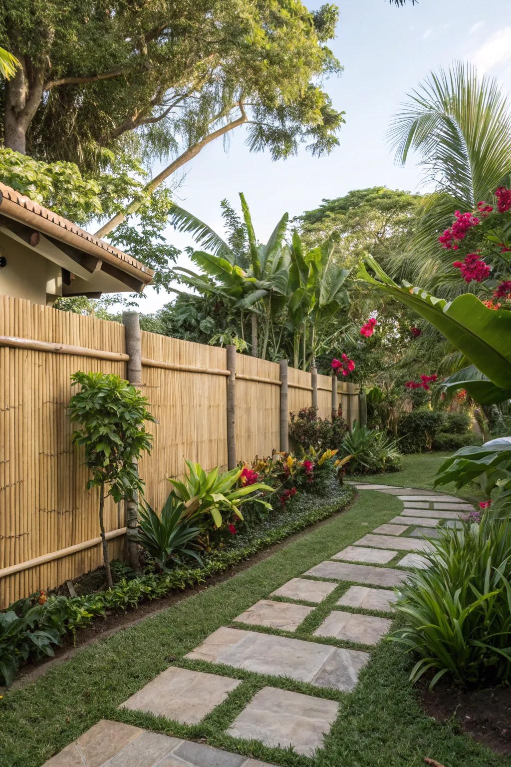 Bamboo fences bring an exotic and serene vibe to your space.
