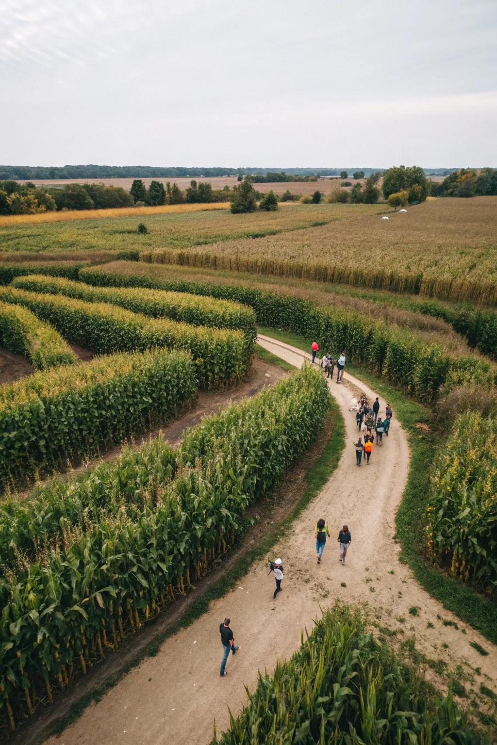 A corn maze adventure is a classic fall tradition.