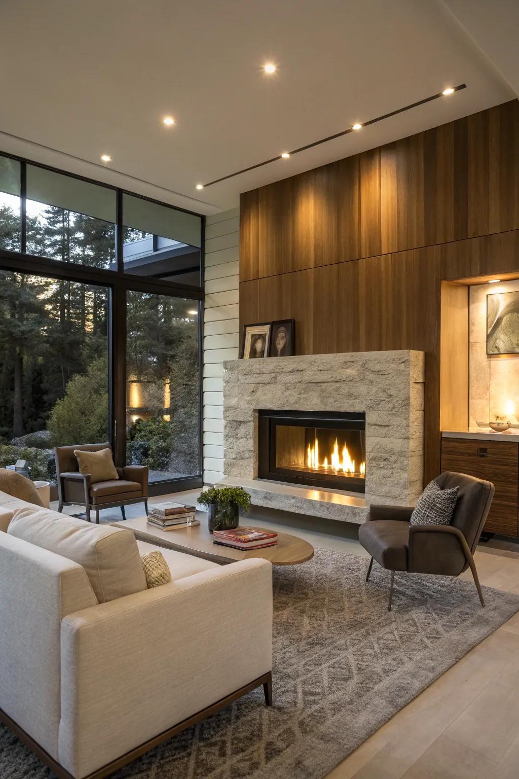 Lighting adds drama and focus to your fireplace.