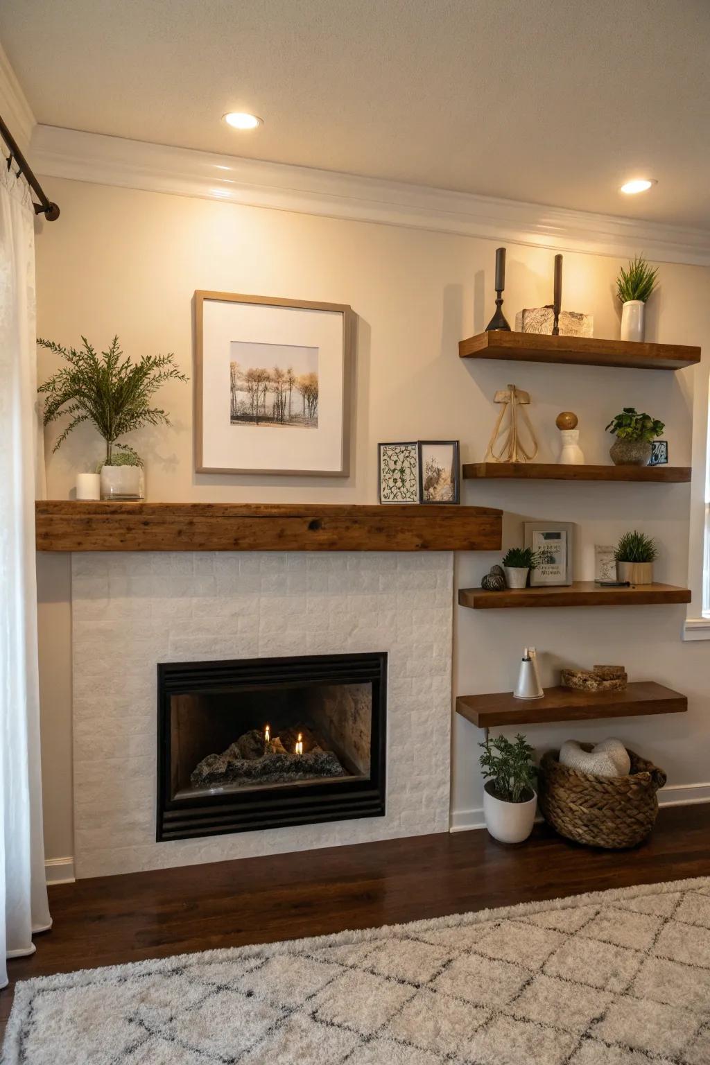 Drifting shelves craft an expansive and modern vibe.