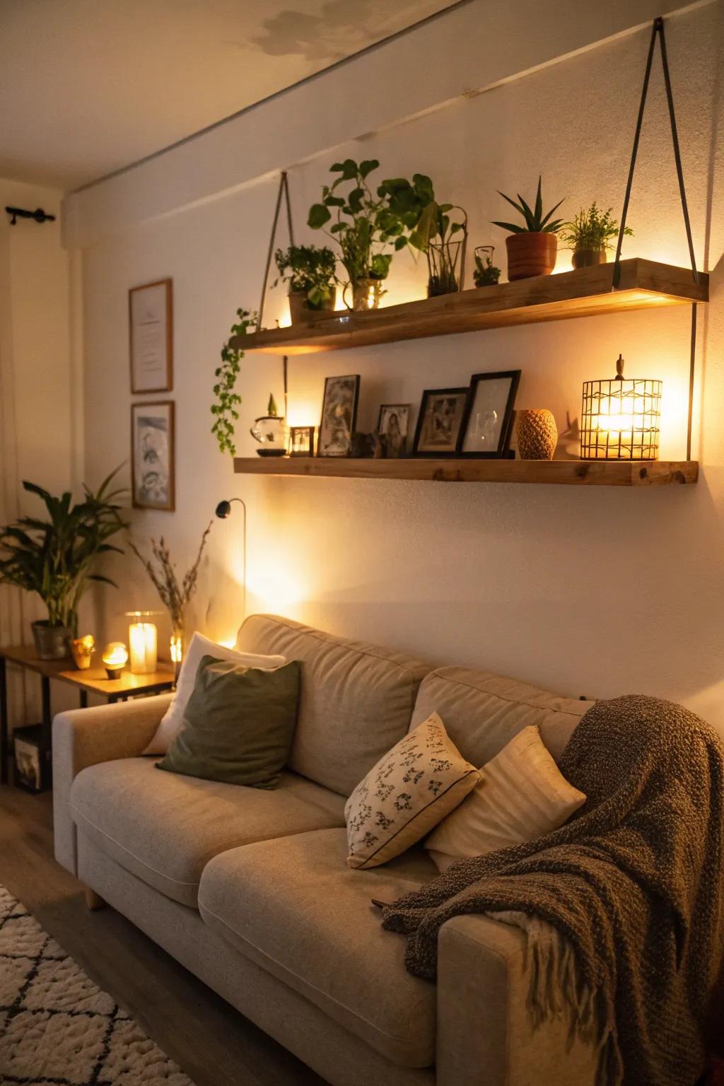 Soft lighting creates a cozy atmosphere.