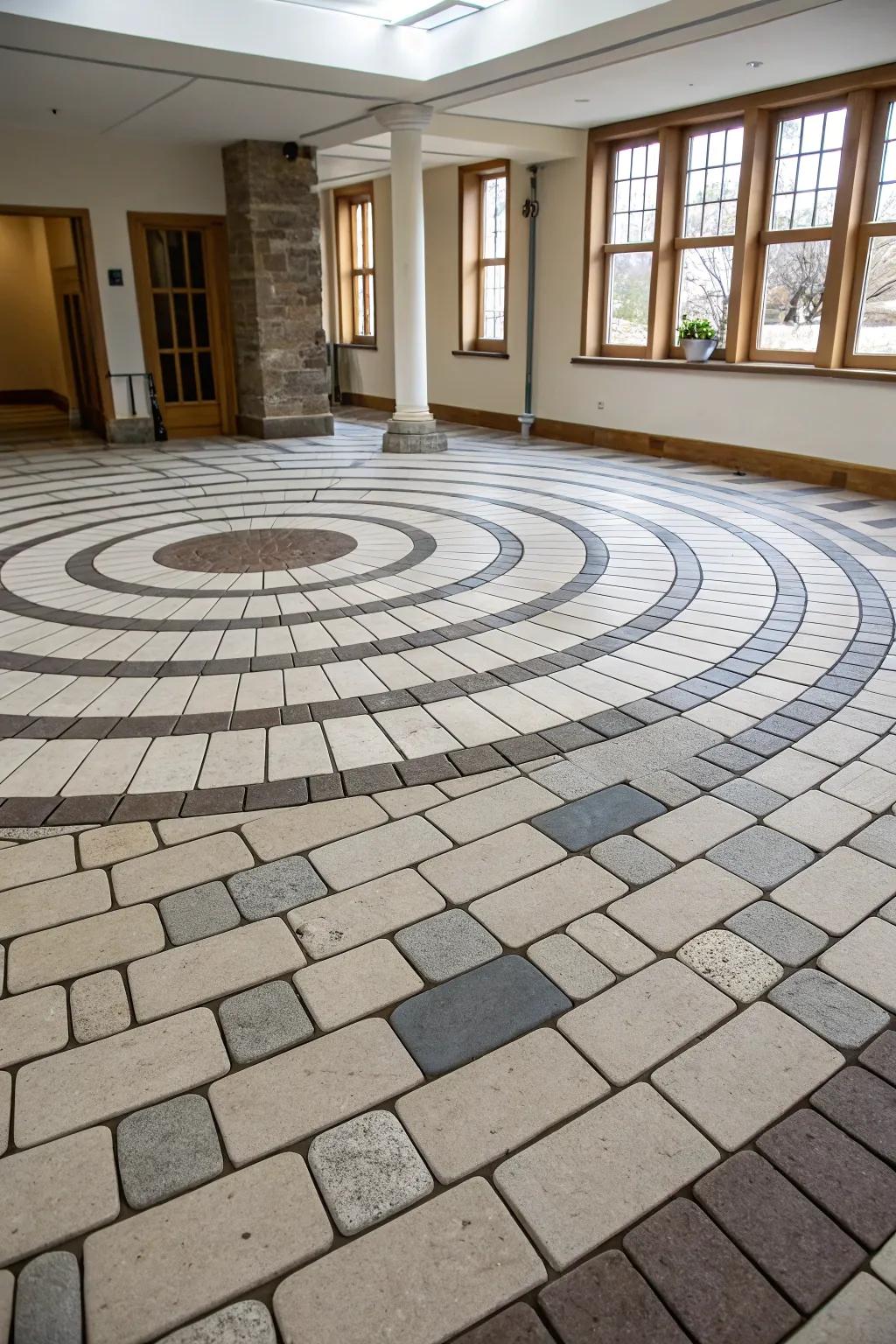 Circular square layouts contribute whimsy and focus to any room.