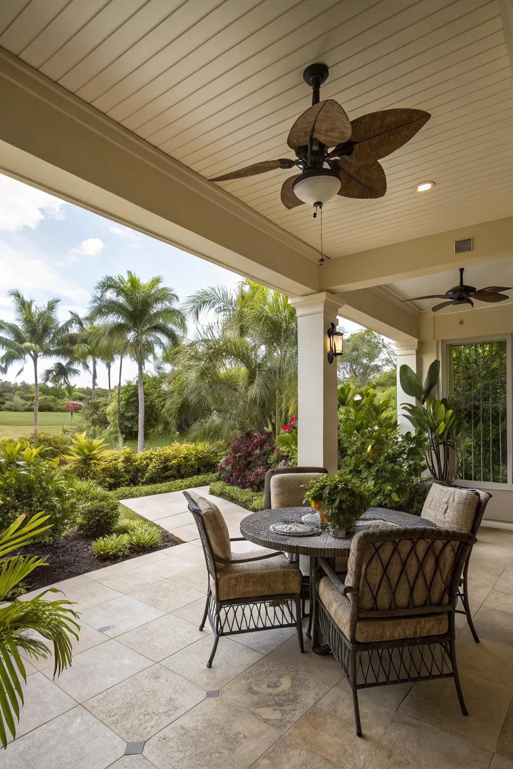 Stay cool and fashionable with an overhead fan.