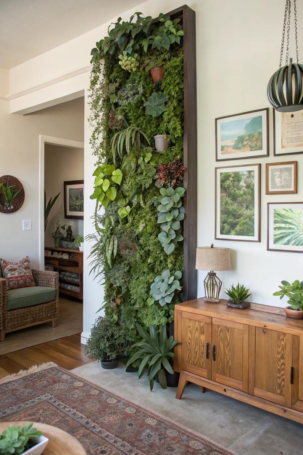 A creative standing wall garden showcasing succulents.