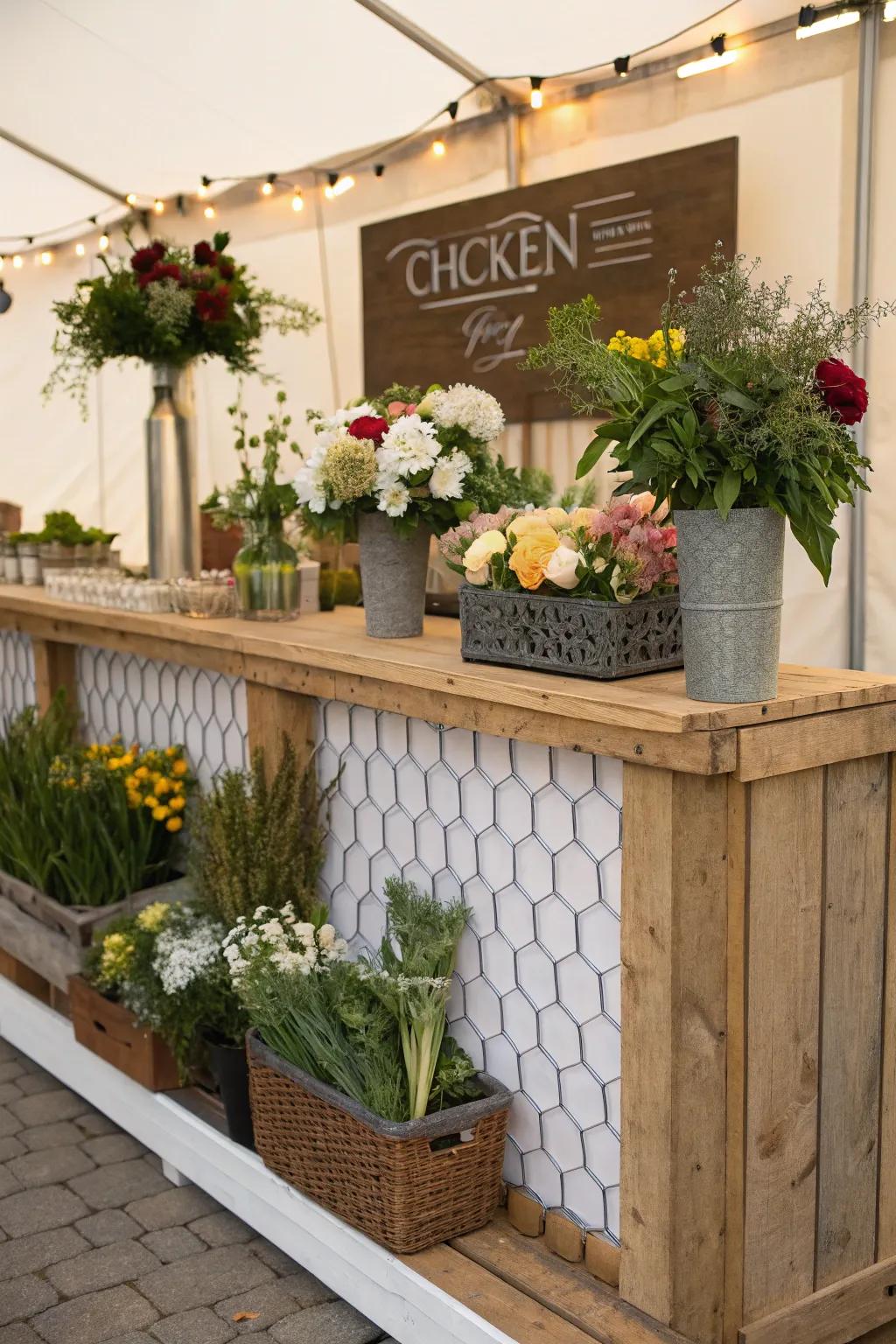 Eco-friendly materials can enhance your flower bar.