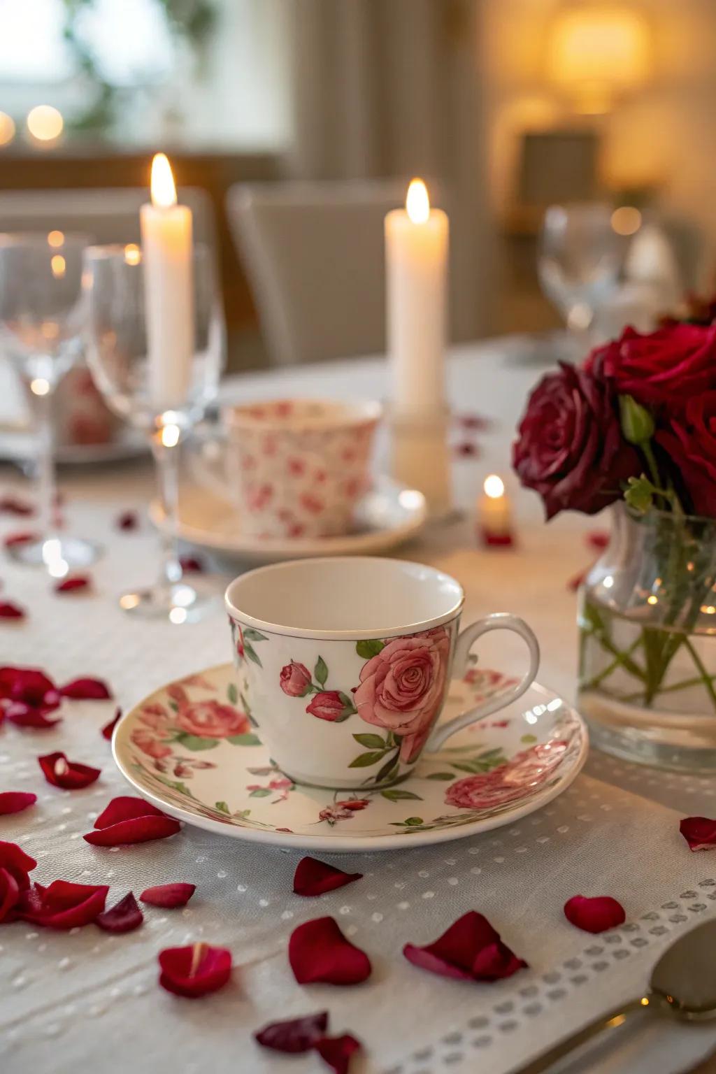 Elegant rose patterns that introduce a romantic touch.