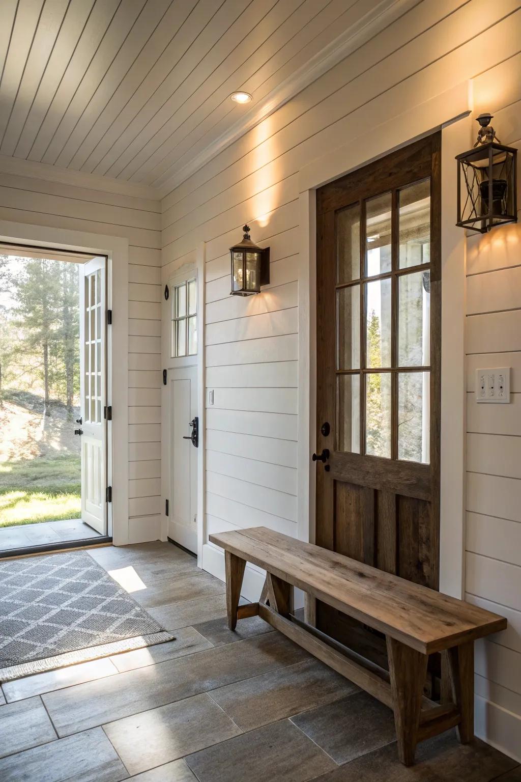 Plank walls offer classic charm.