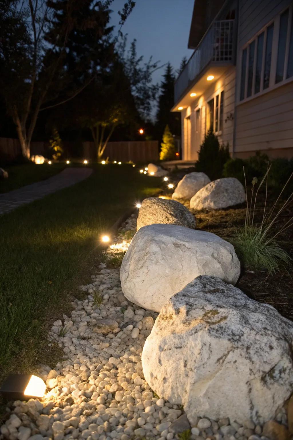Create a magical radiance using ivory stones and lighting.