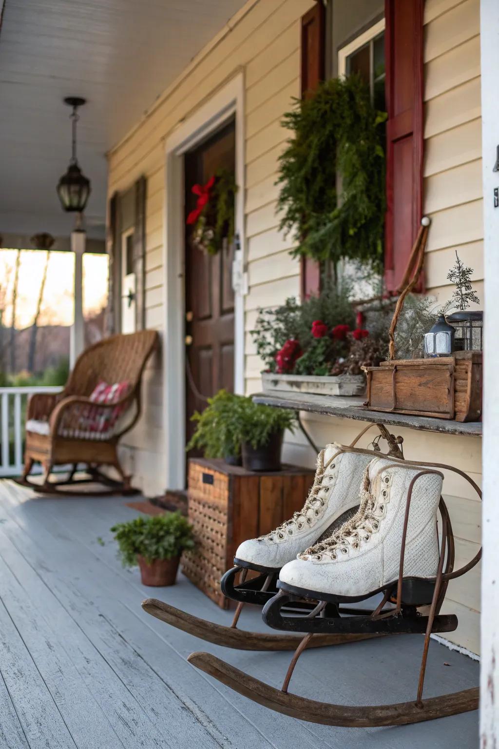 Aged discoveries contribute allure and nostalgia to your holiday veranda.