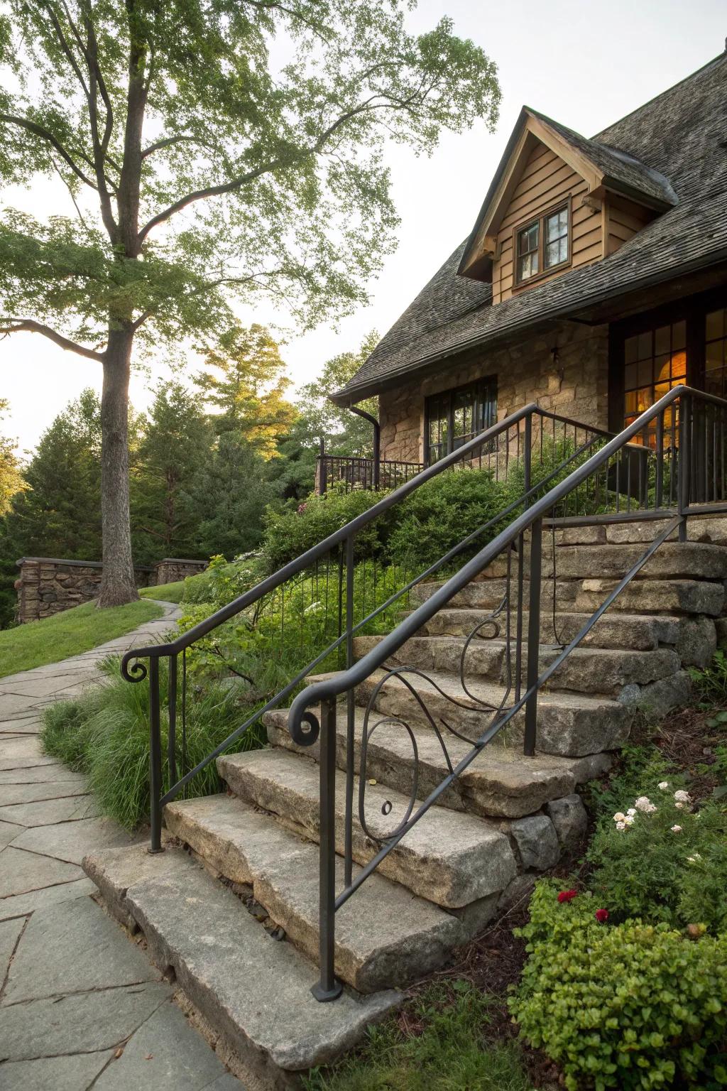 Stone and metal create a sturdy, stylish fusion.