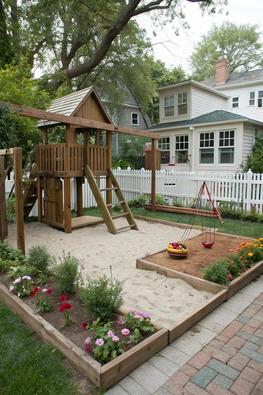 A kid-friendly zone in the courtyard for safe play.