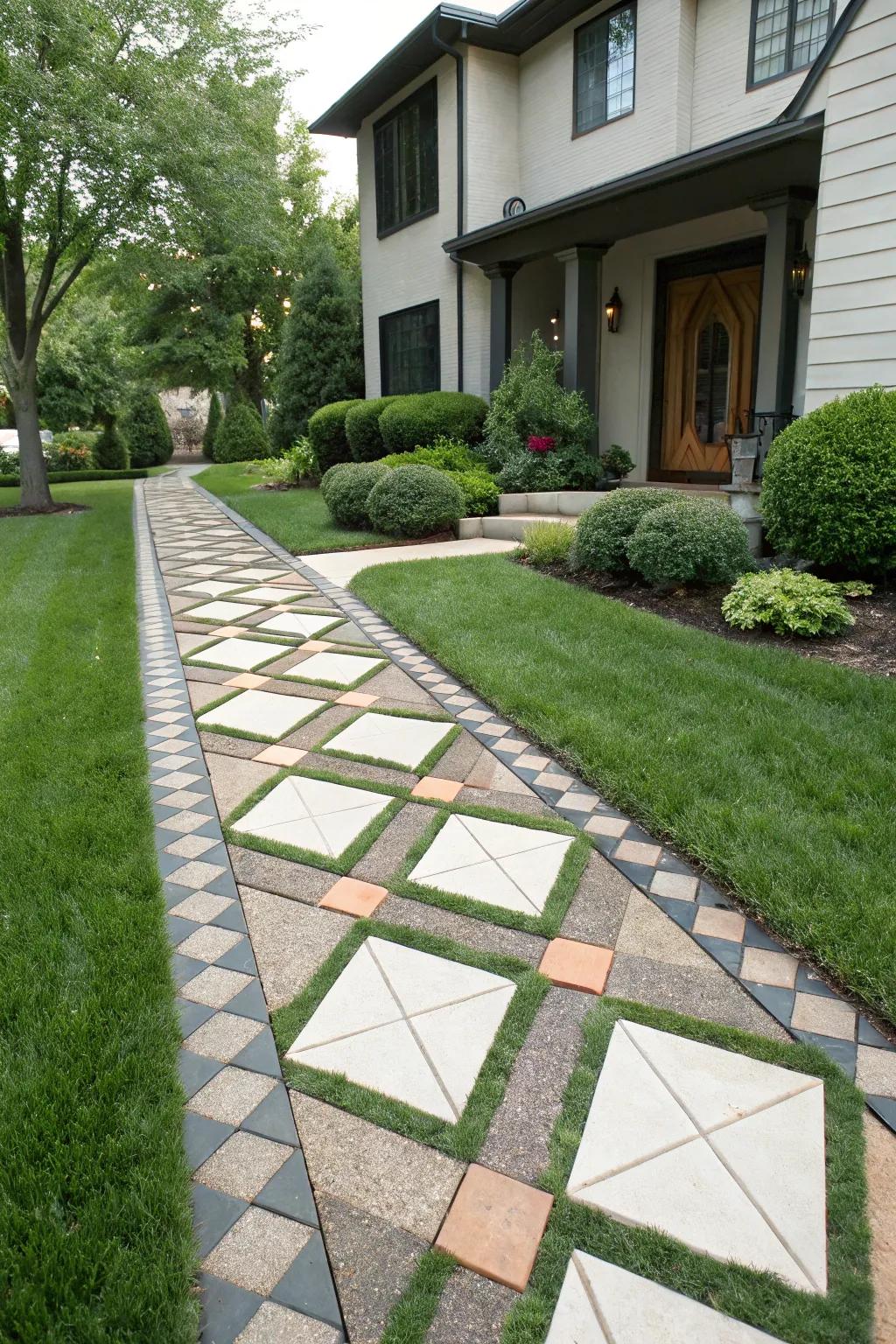 Geometric shapes create a striking visual.