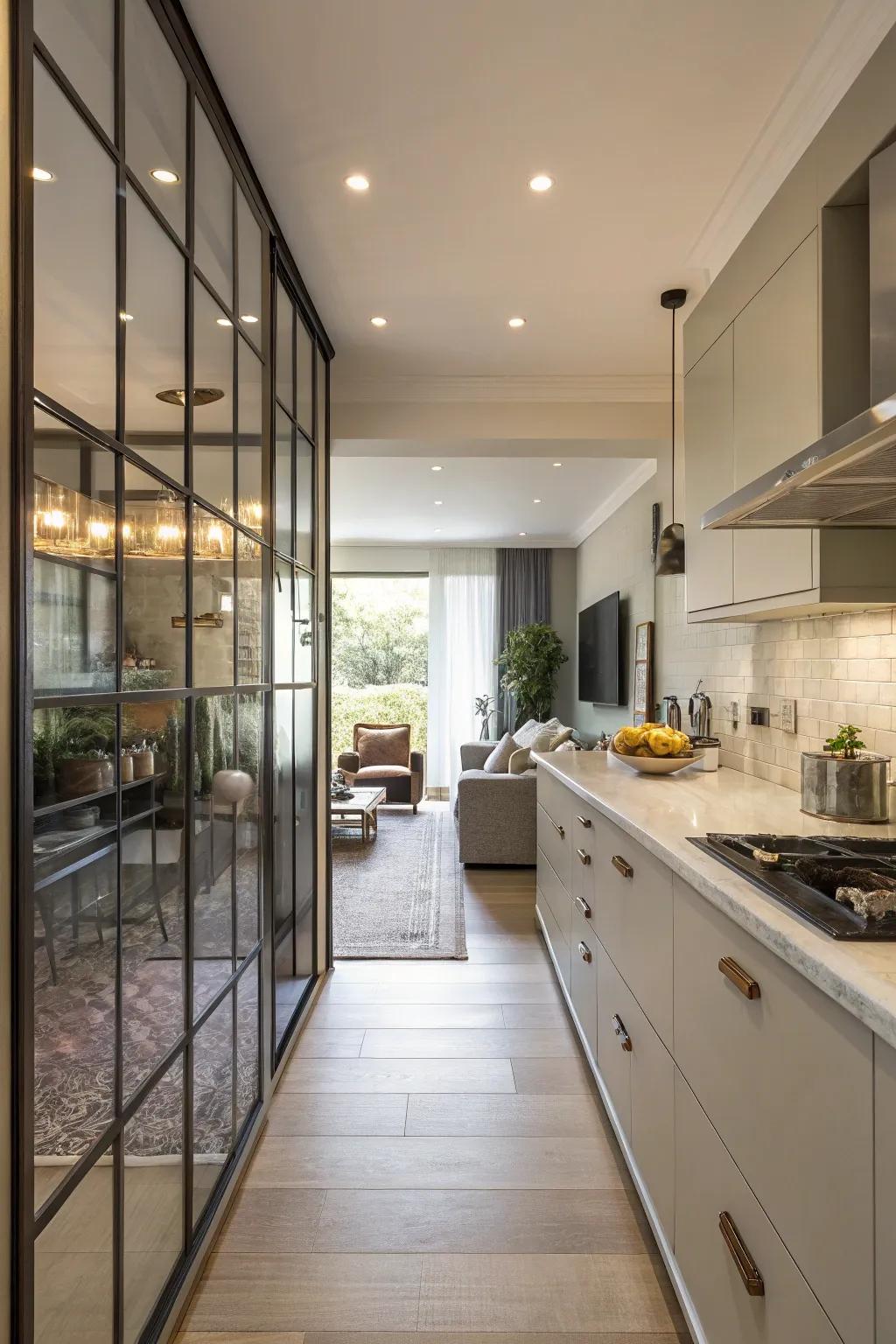 A see-through wall offers some separation while still letting light through.