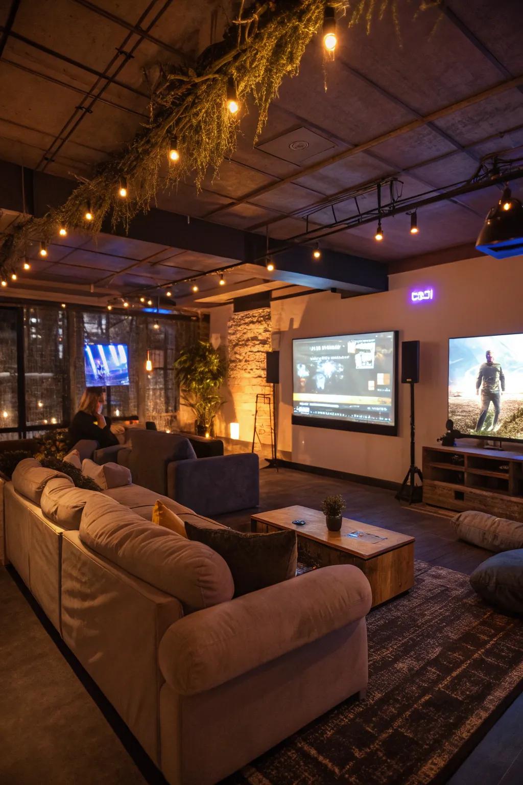 Ambiance lighting enhances the engrossing impression of the gaming area.