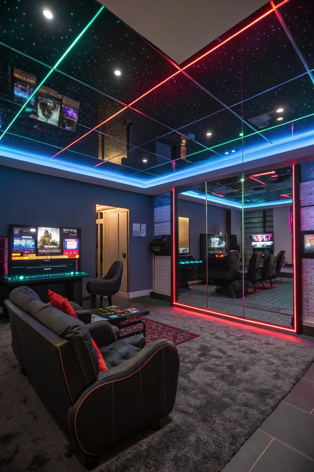 Mirrored ceilings contribute depth and dimension to your space.