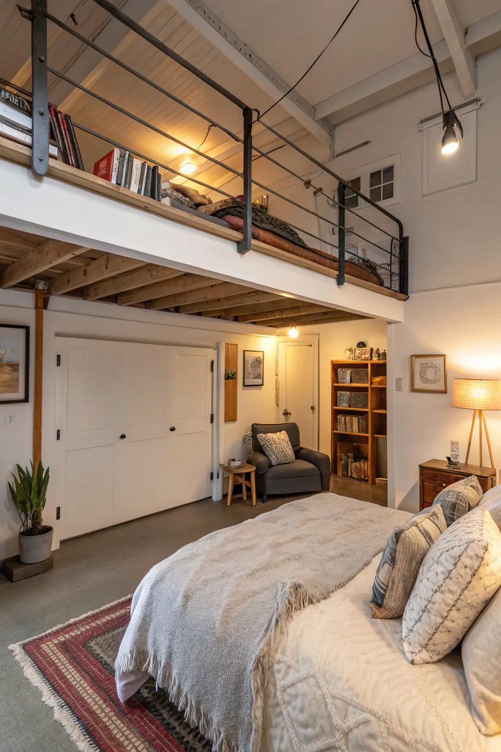 Elevated slumber spaces maximize vertical space.