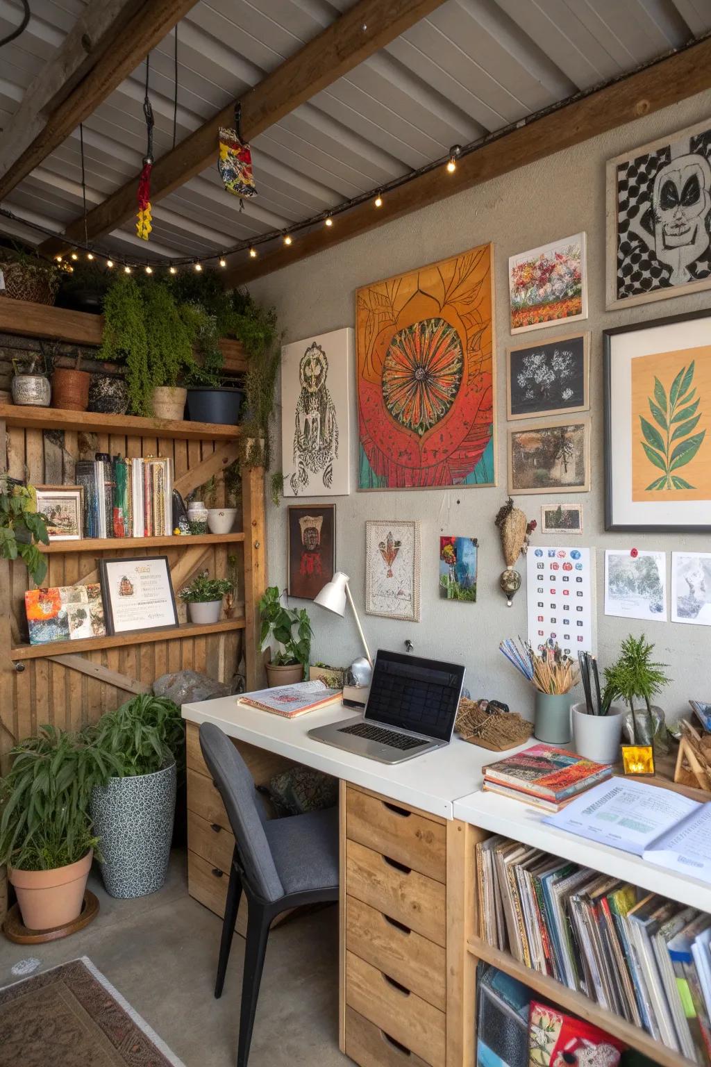 Personalized decor makes your garage office inspiring and unique.