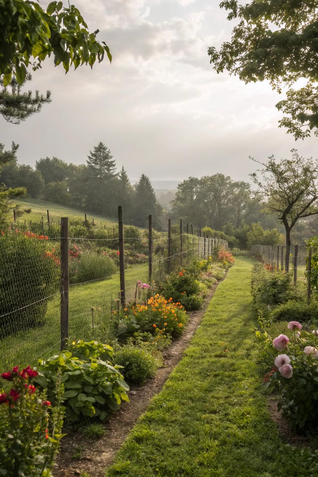 An electric shield is a subtle yet effective barrier for garden protection.