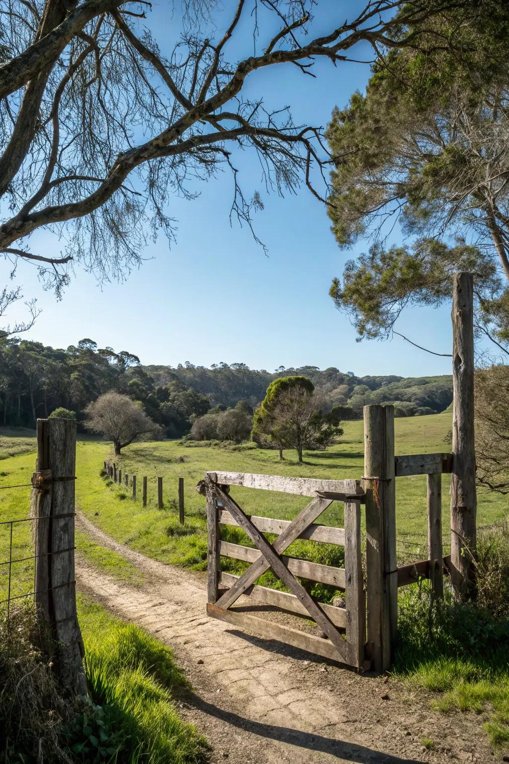 Rustic wood gate for that countryside vibe.