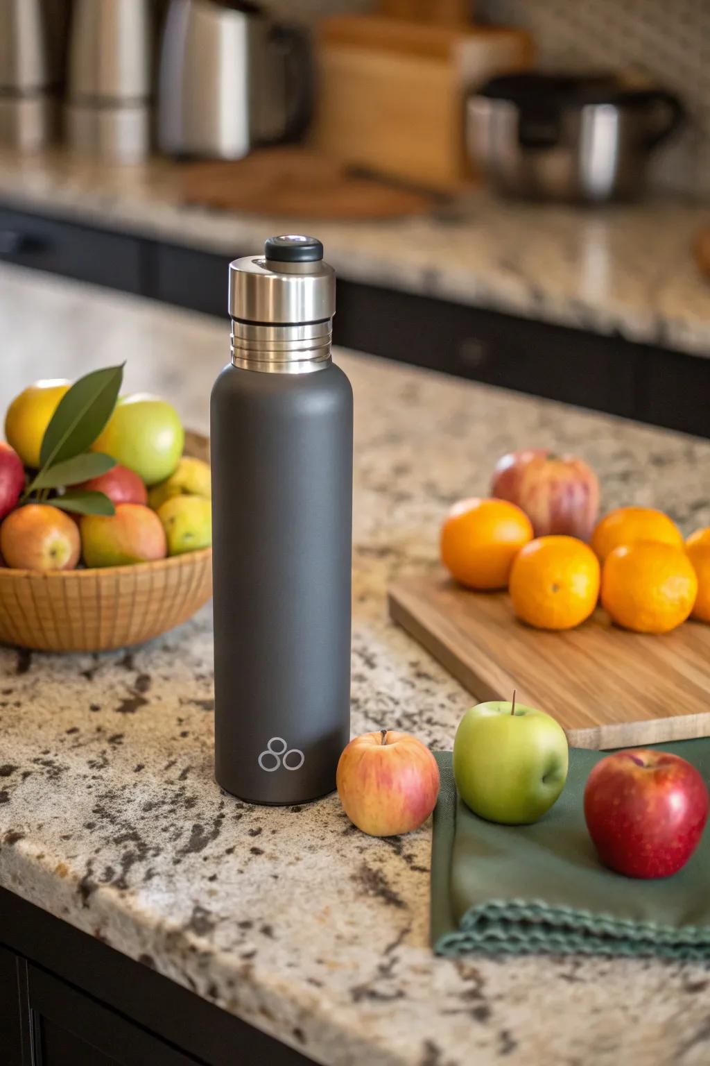 Stay refreshed with a stylish and sustainable water bottle.