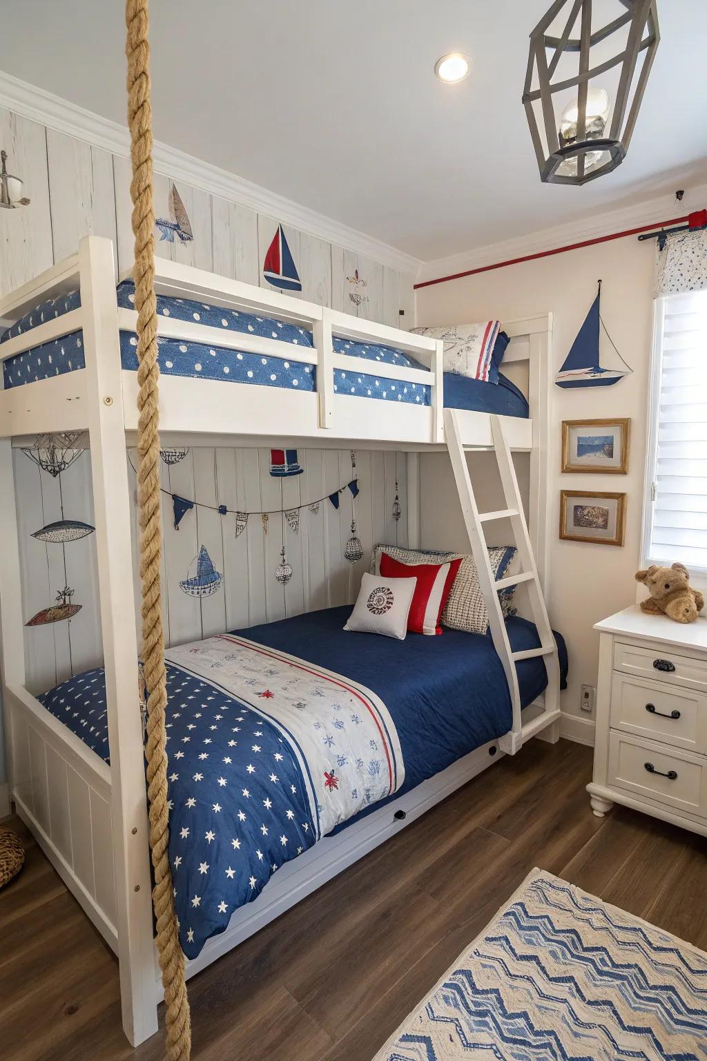 Nautical theme adds charm and character.