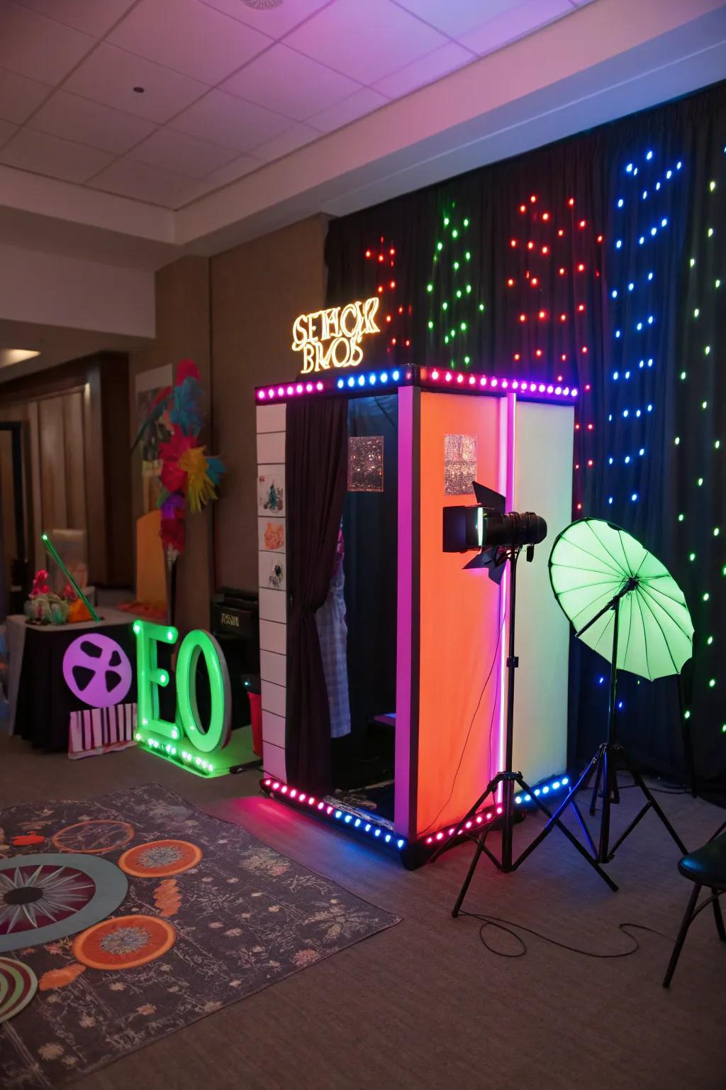 Create lasting memories with a glow-themed photo booth.