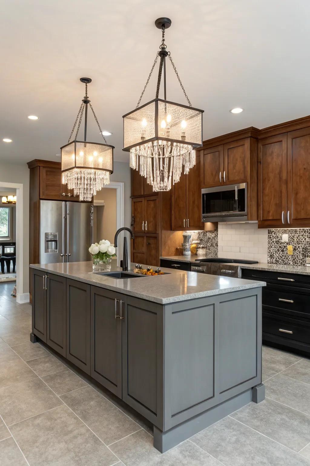 Eye-catching lighting introduces style and focus.