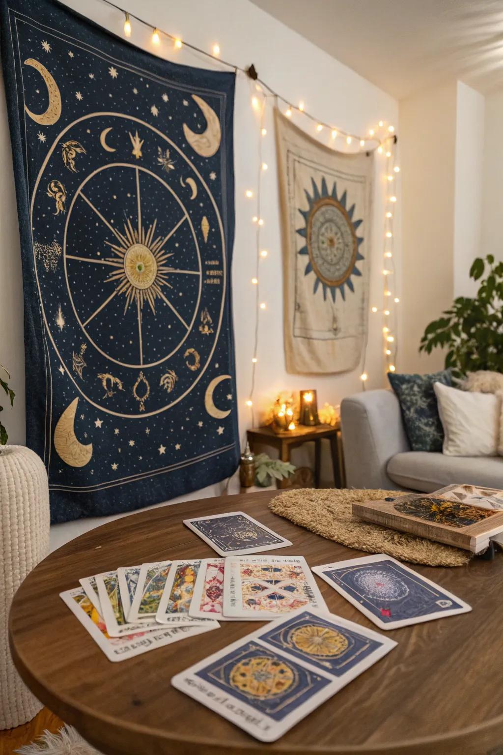 Divination and symbolic components include an esoteric touch.