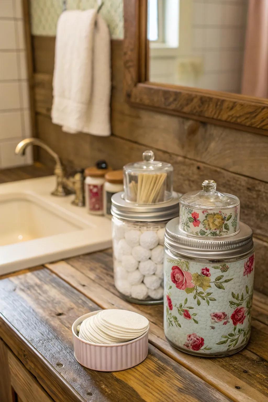 Charming vintage jars for stylish and practical storage.