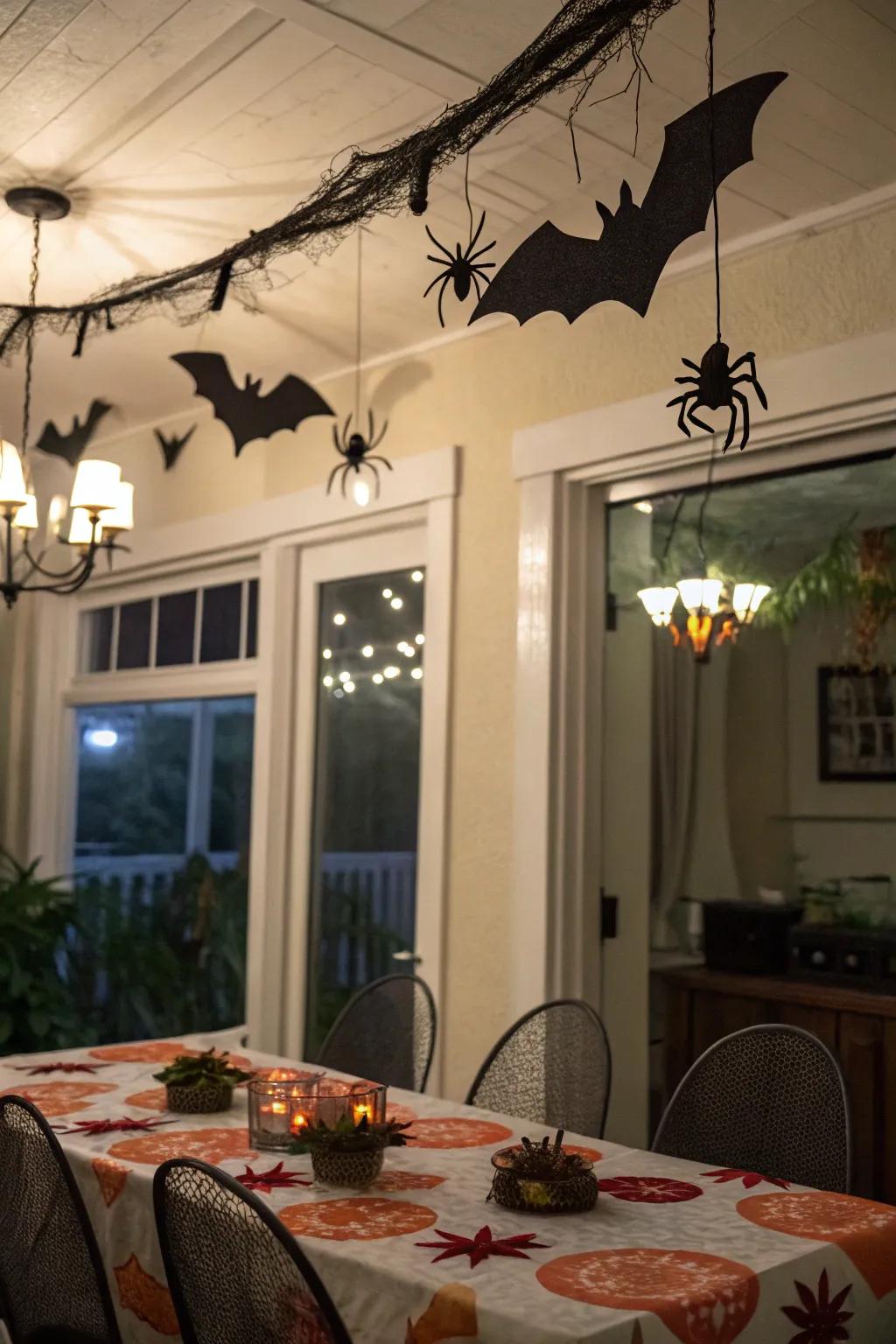 Hanging elements inject a surprising and whimsical detail.