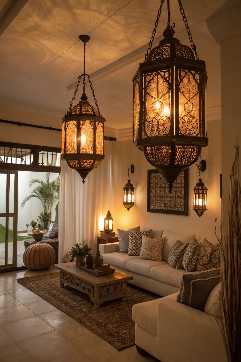 Lanterns infuse exotic allure and a cozy ambiance into your space.