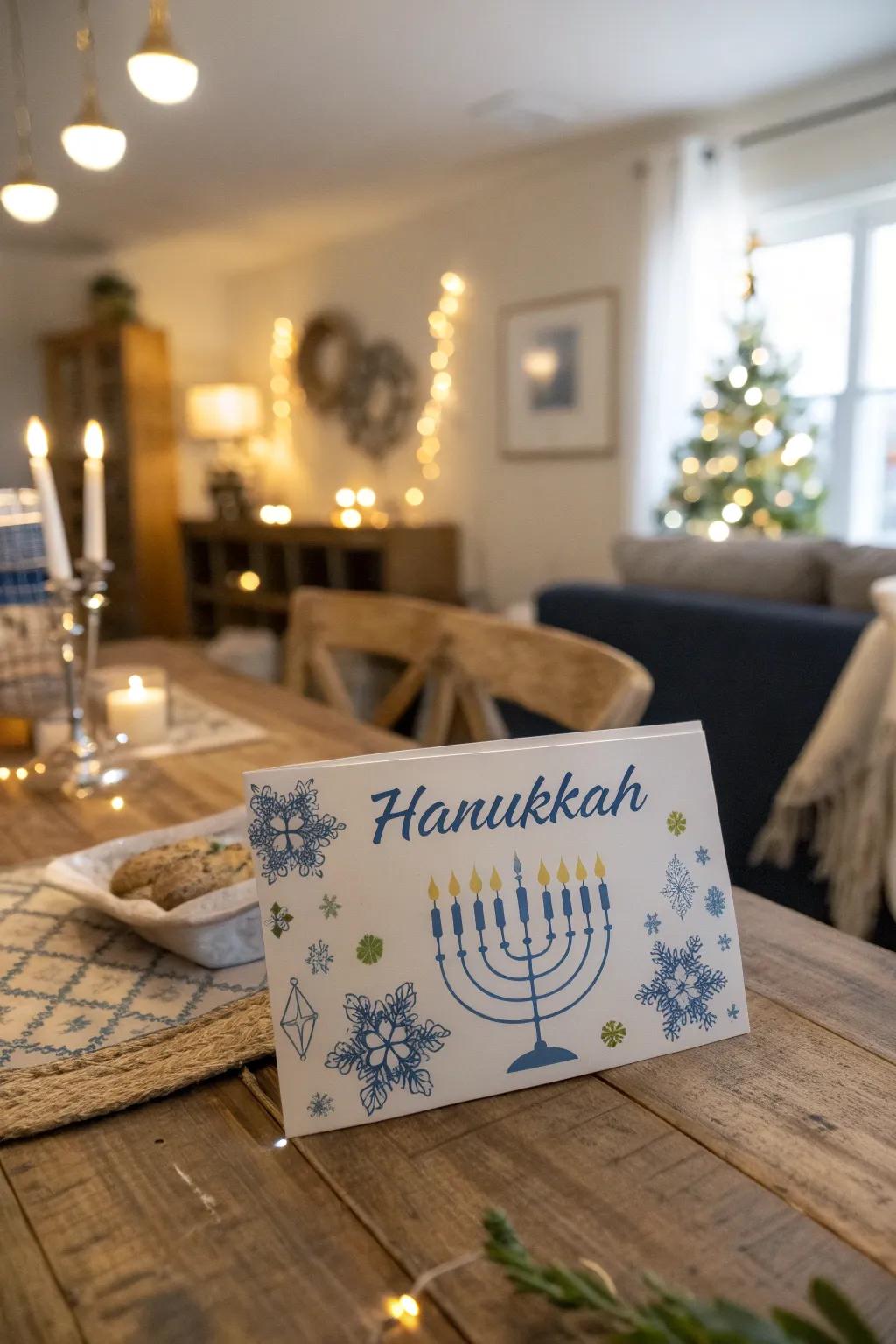 A personalized Hanukkah card with a heartfelt message.