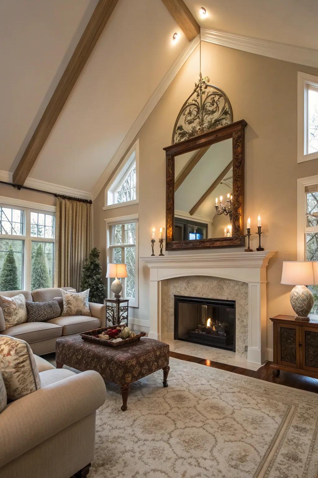 Reflections evoke a perception of space and contribute elegance.