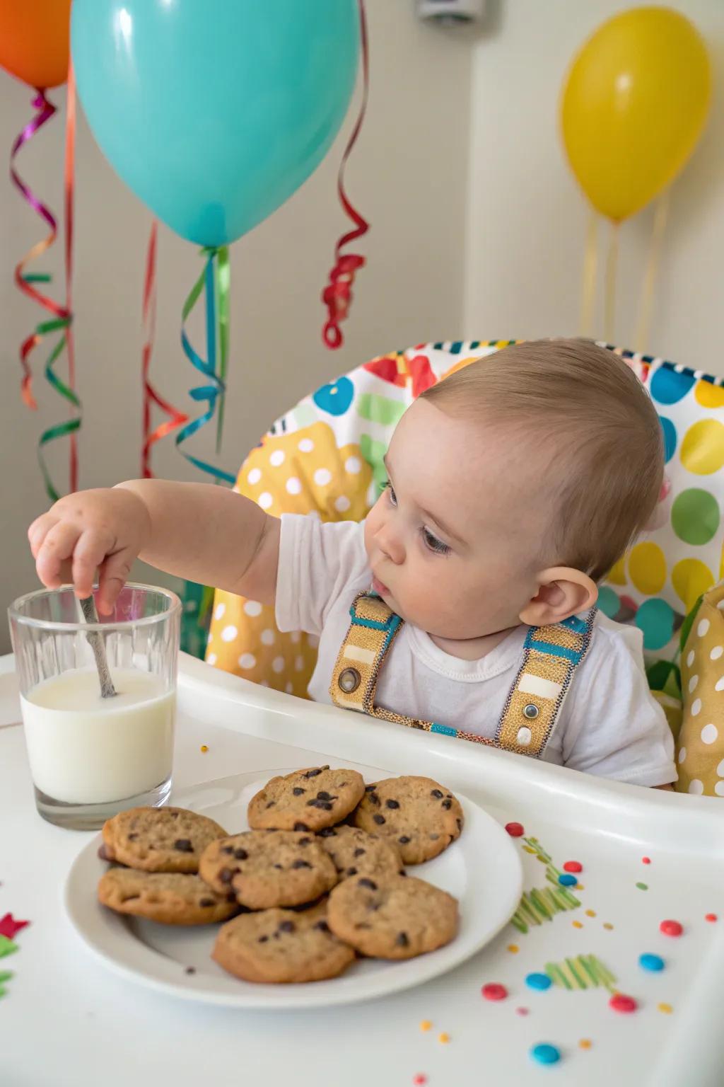 A sweet moment capturing the anticipation of Christmas delights.