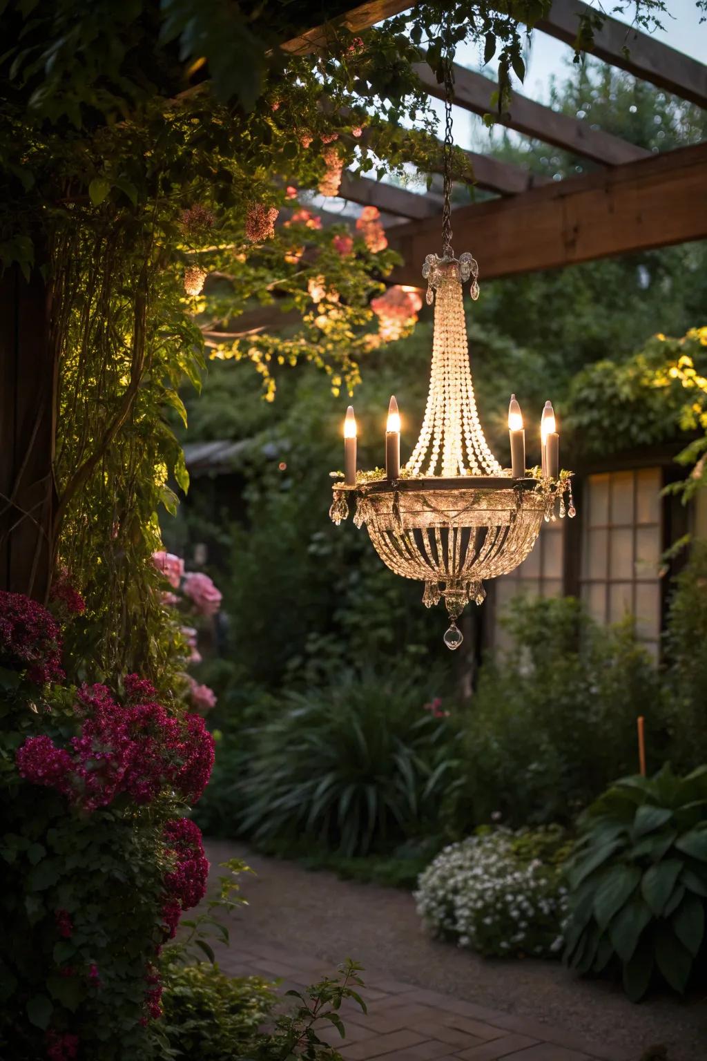 Light up your garden with a sun light fixture.
