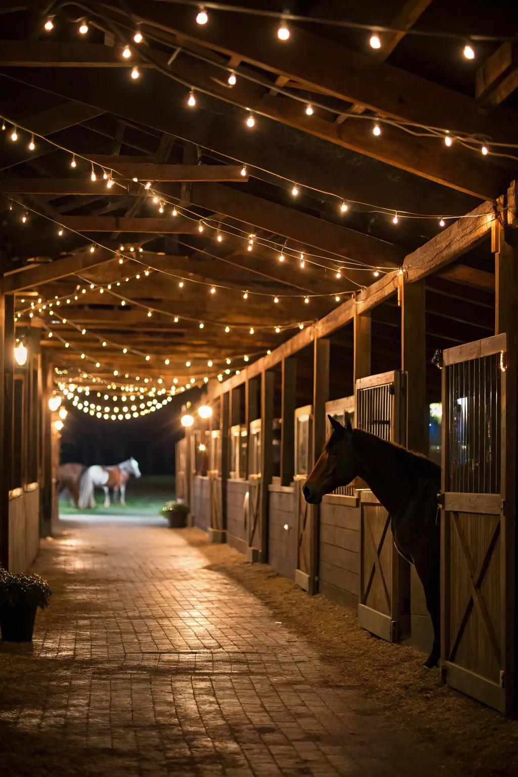 Customizable lights provide adaptability in changing the barn's environment.