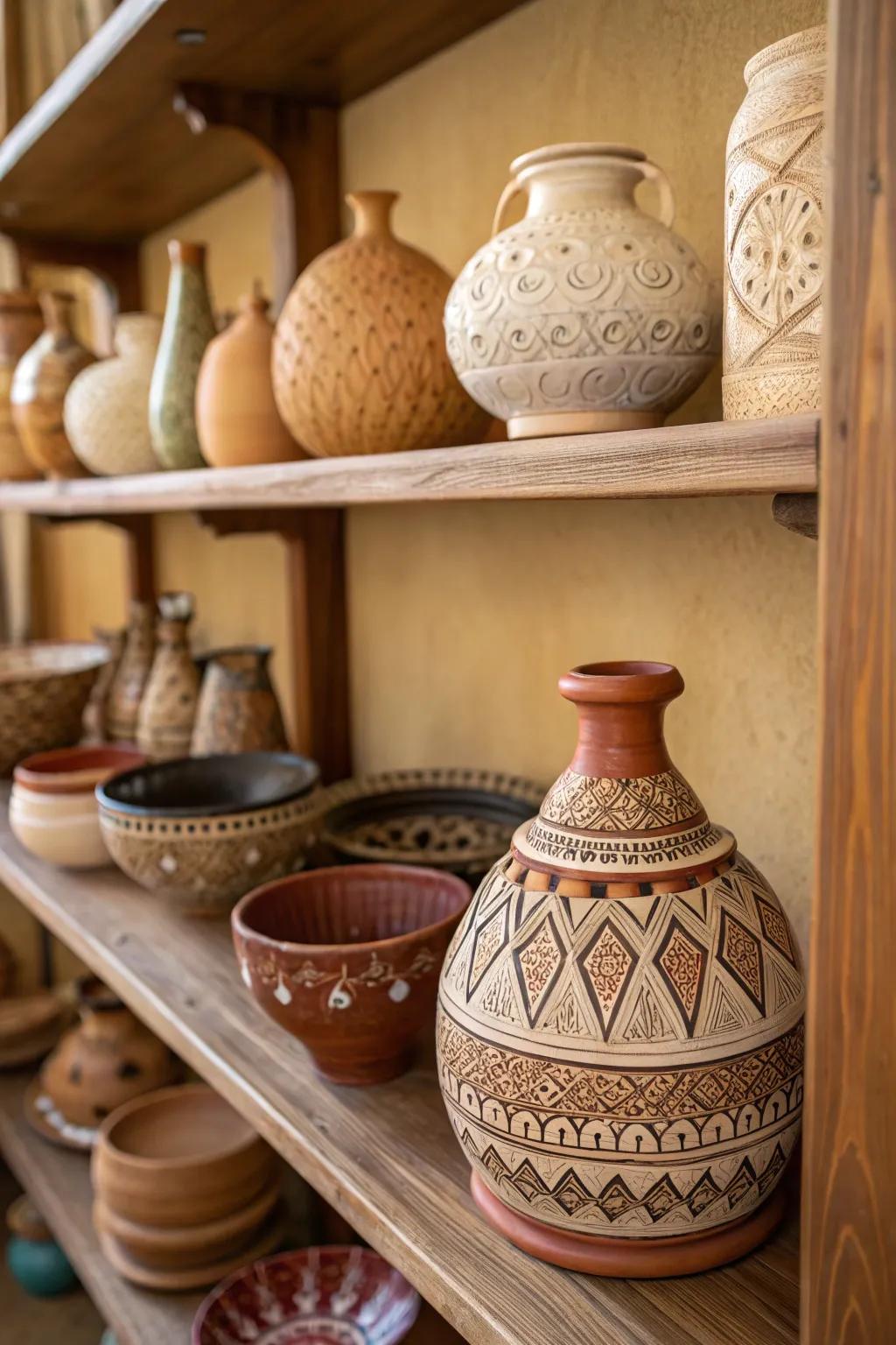 Artisan crafted vessels, adding an authentic touch to any space.