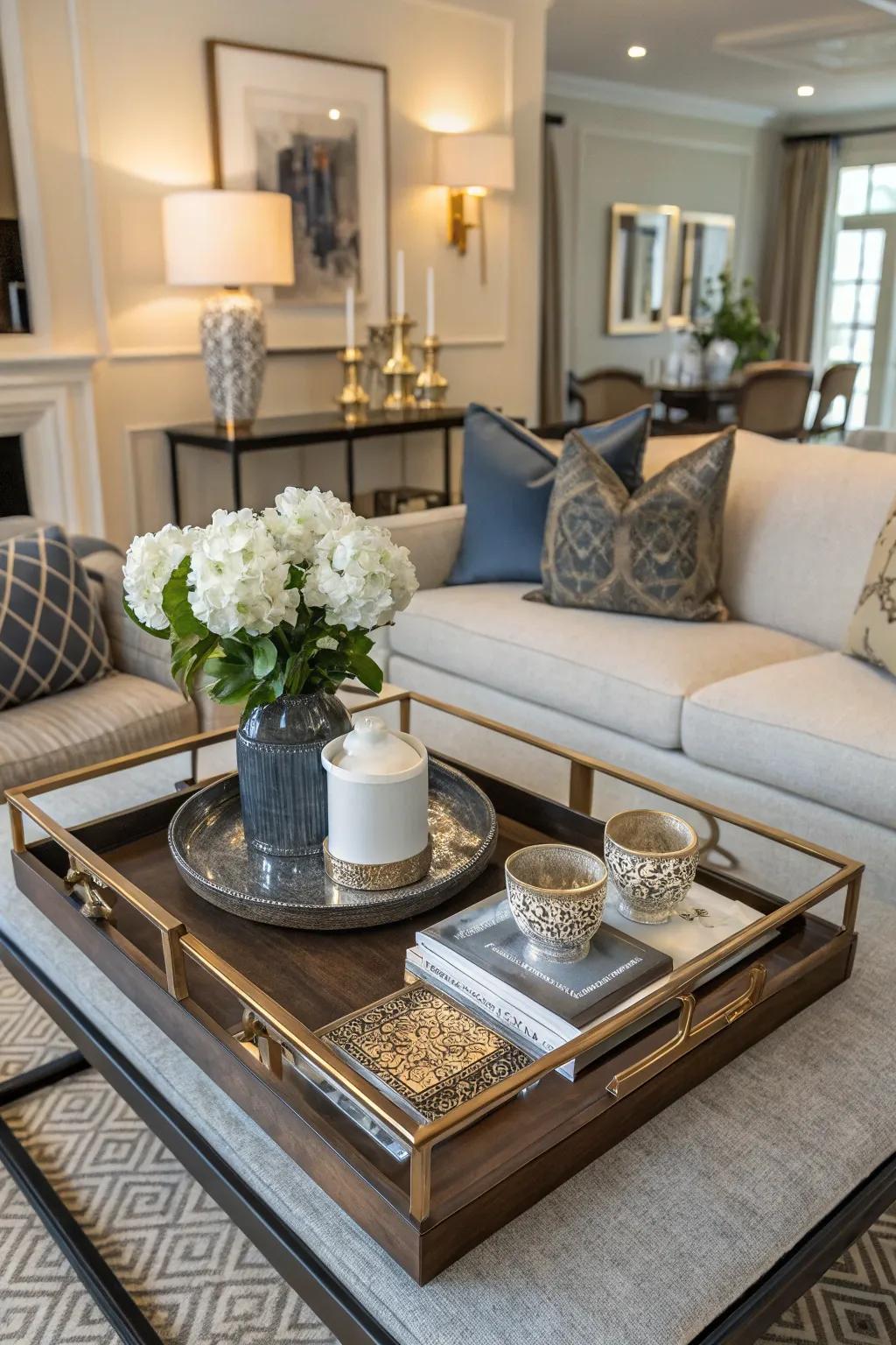 Trays offer organization and style.