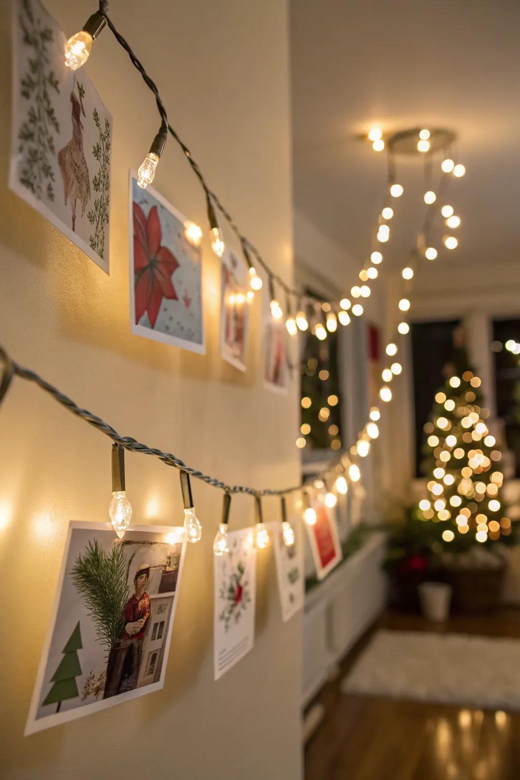 Shimmering lights deliver an enchanting card showcase.