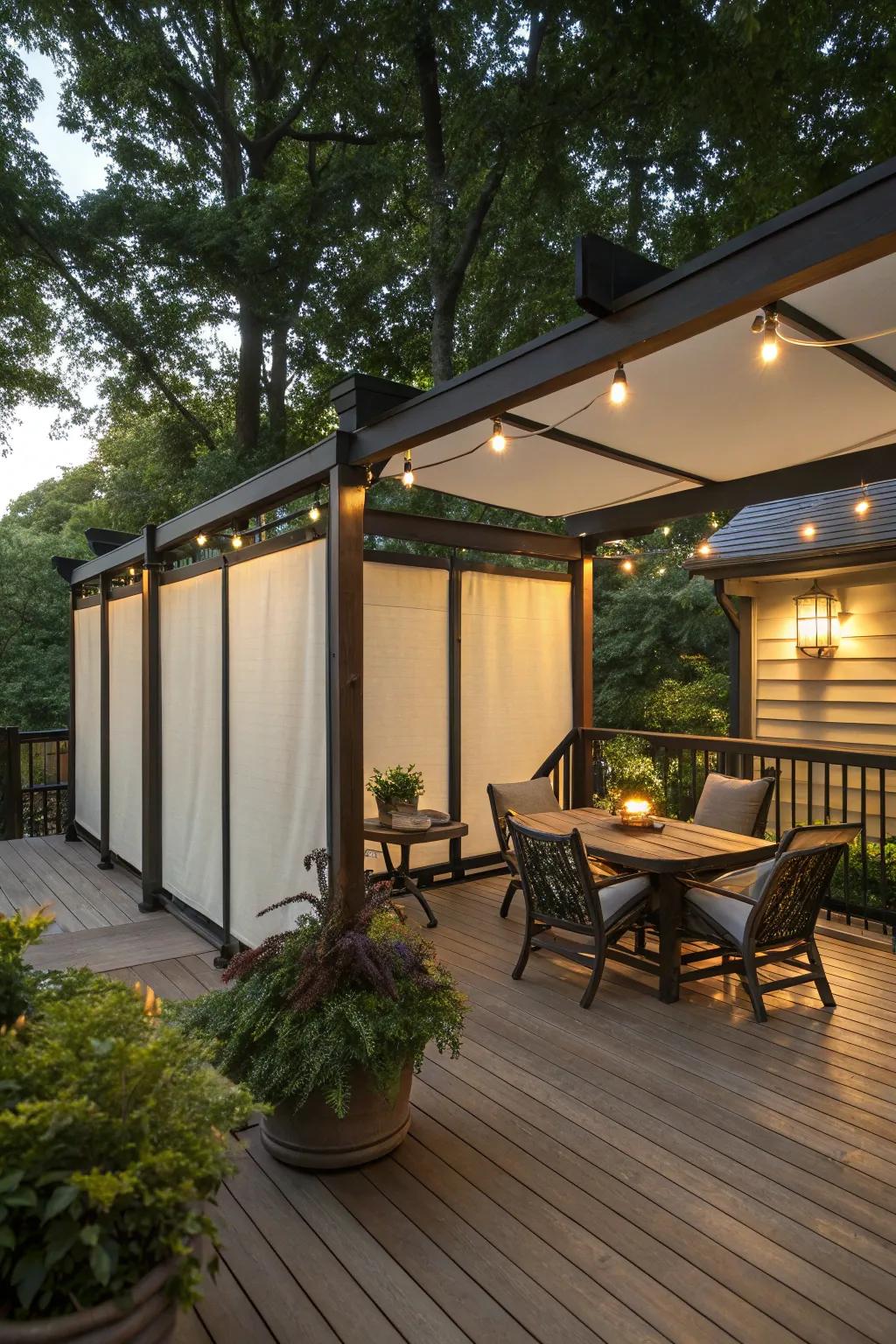 Roll-up covers provide adjustable protection for decks in the winter.