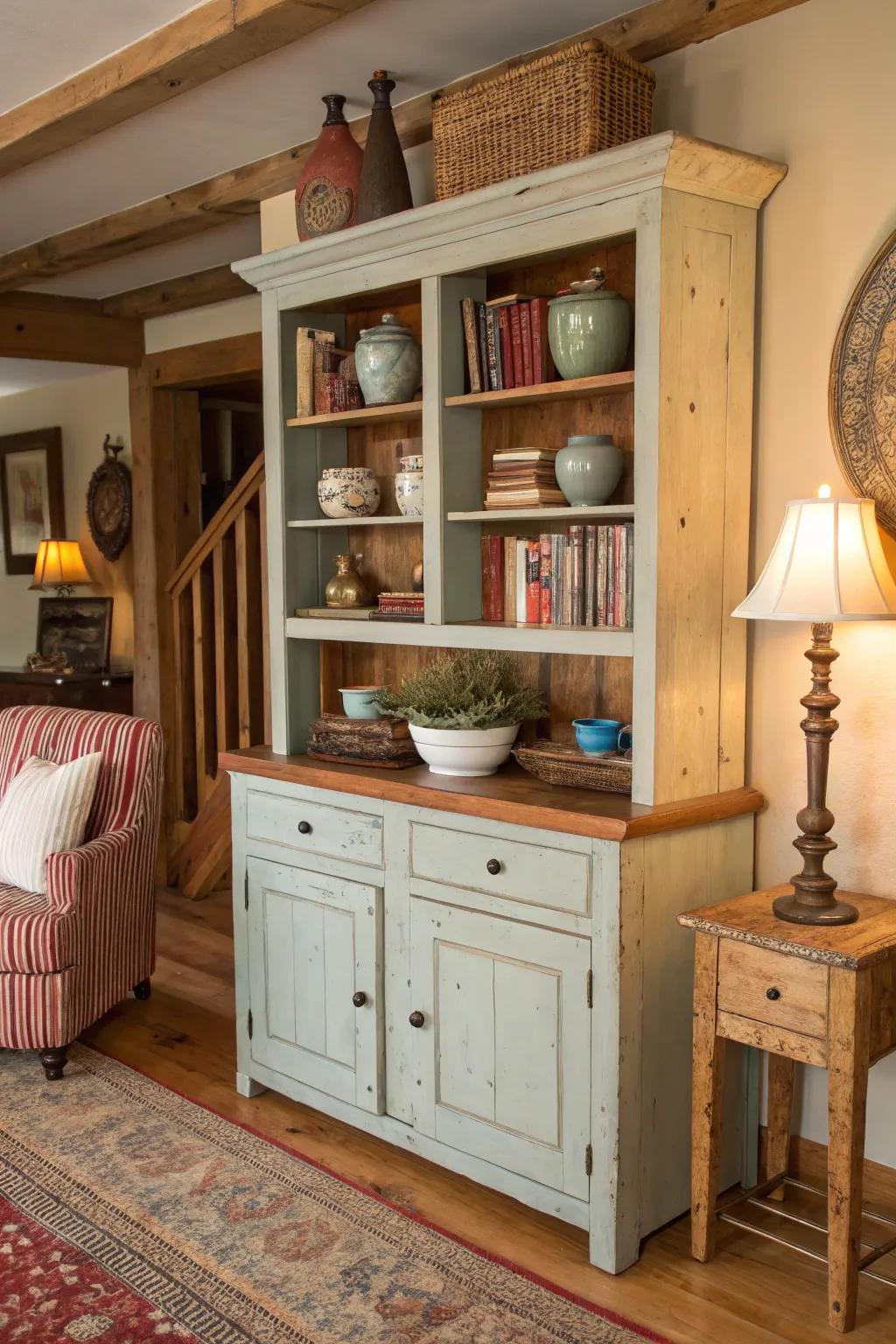 A balanced combination of countryside and sophisticated components in this hutch.