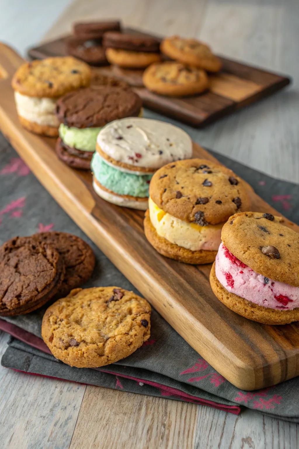 Ice cream sandwiches offer a fun and adjustable option.