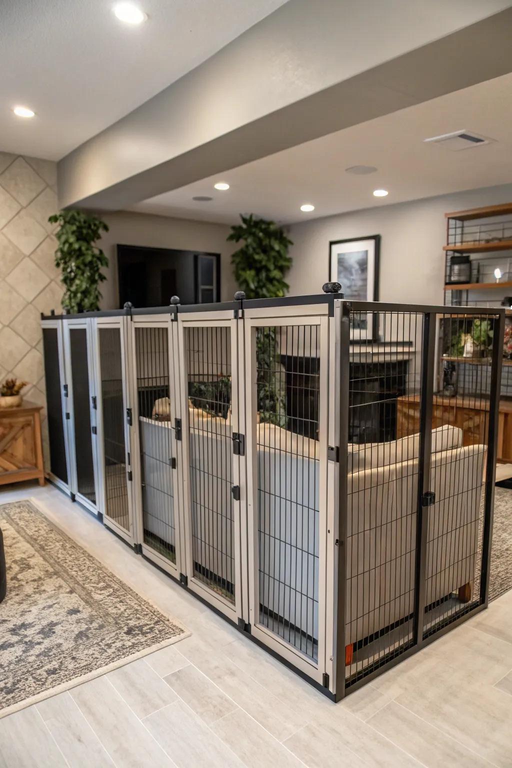 Versatile design: modular pieces offer a flexible dog house solution.