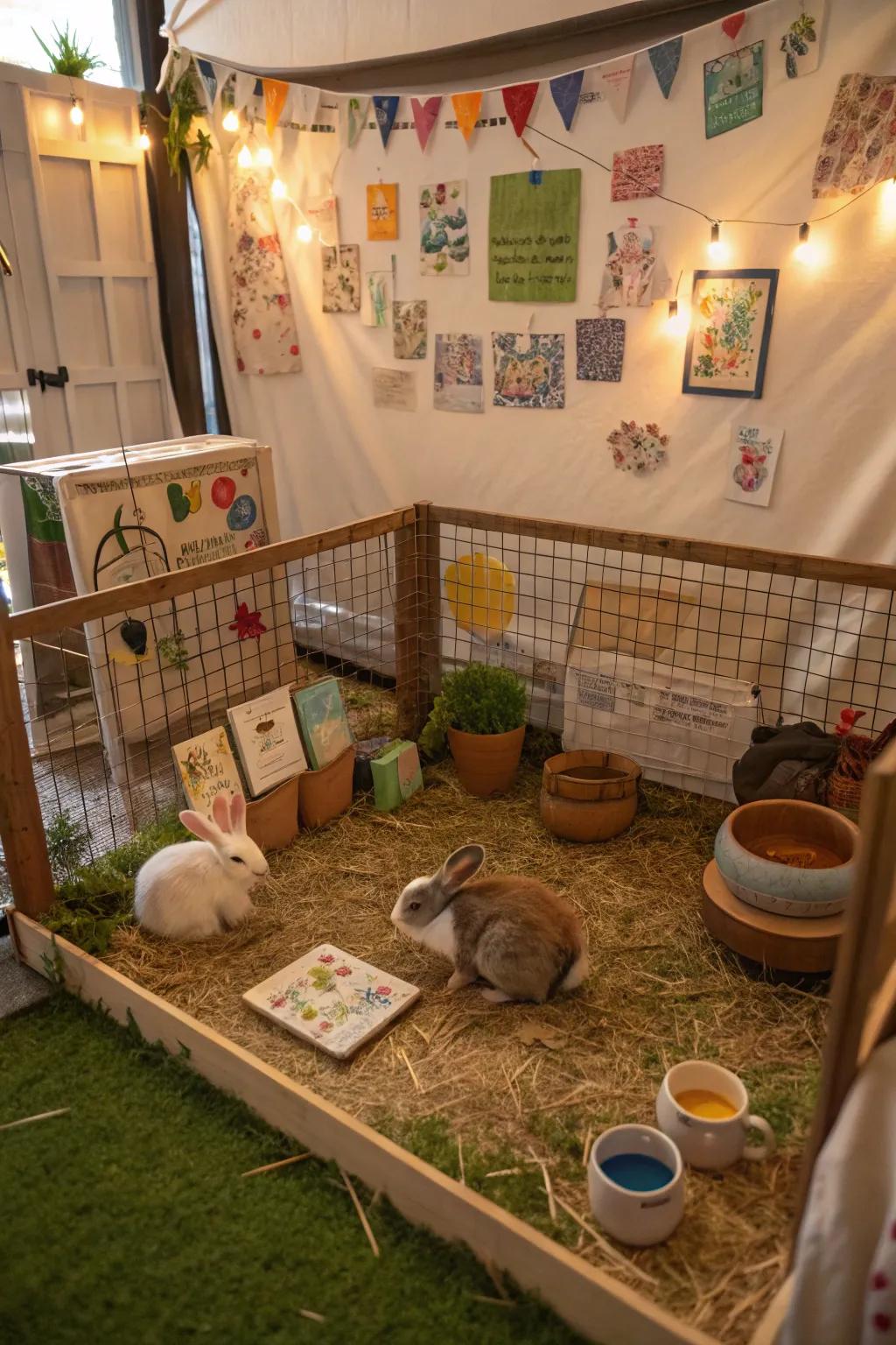 Artistic accents incorporate individuality to your rabbit's zone.