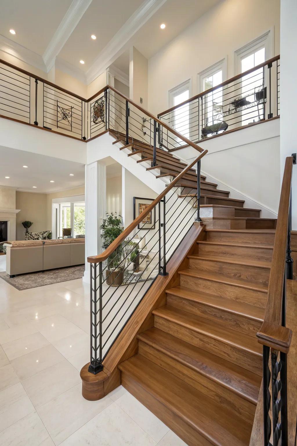 Mixed items bring feeling and heat to your stairs.